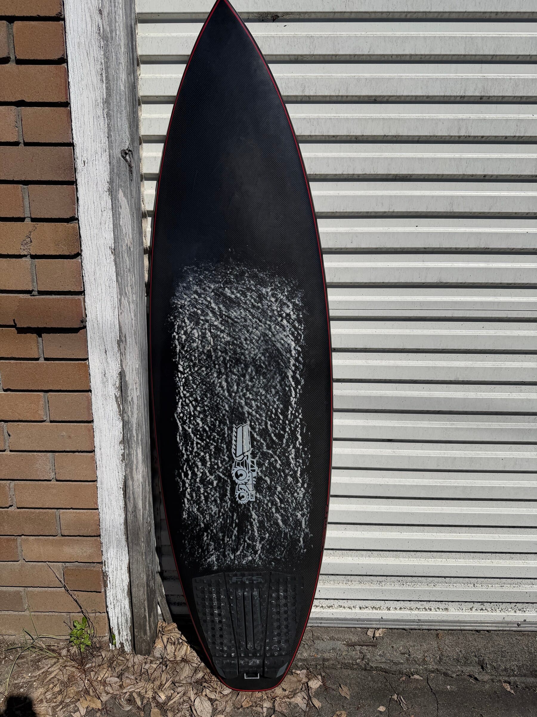 JS 5ft11 30.2L Surfboard - Black Carbon Rails Epoxy